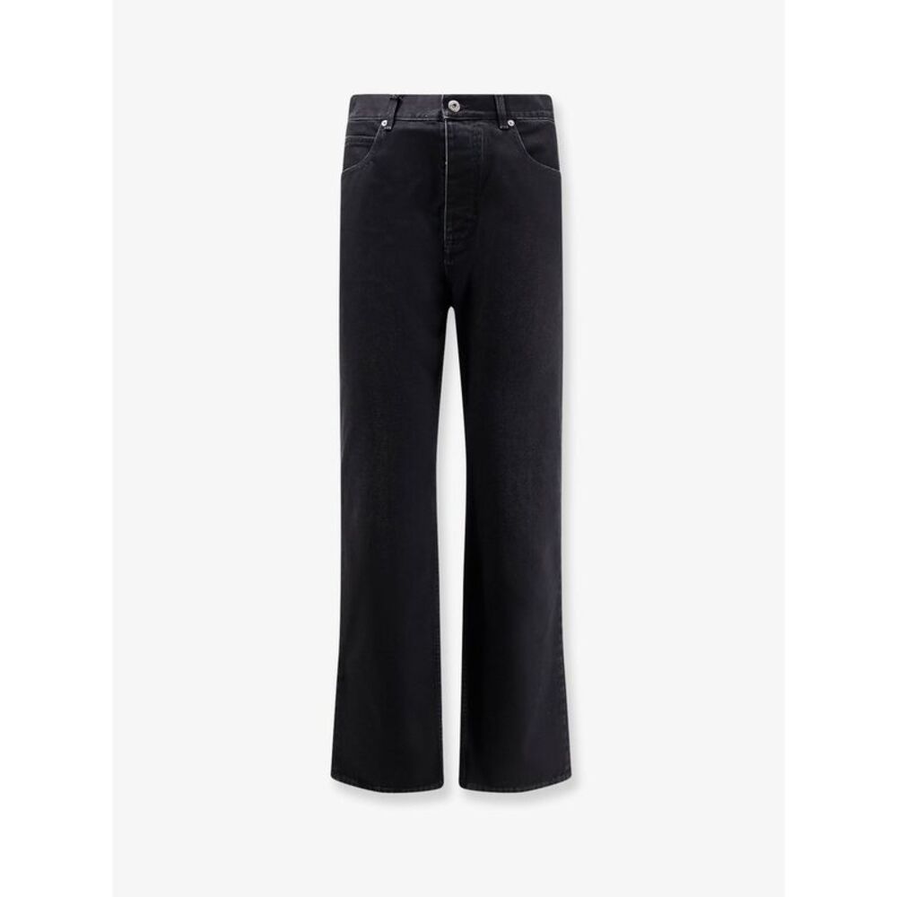 Bottega Veneta Men Black Denim Trousers With Back Leather Patch